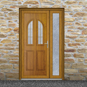 Porte d'entrée PVC chêne doré 2 vantaux sur mesure