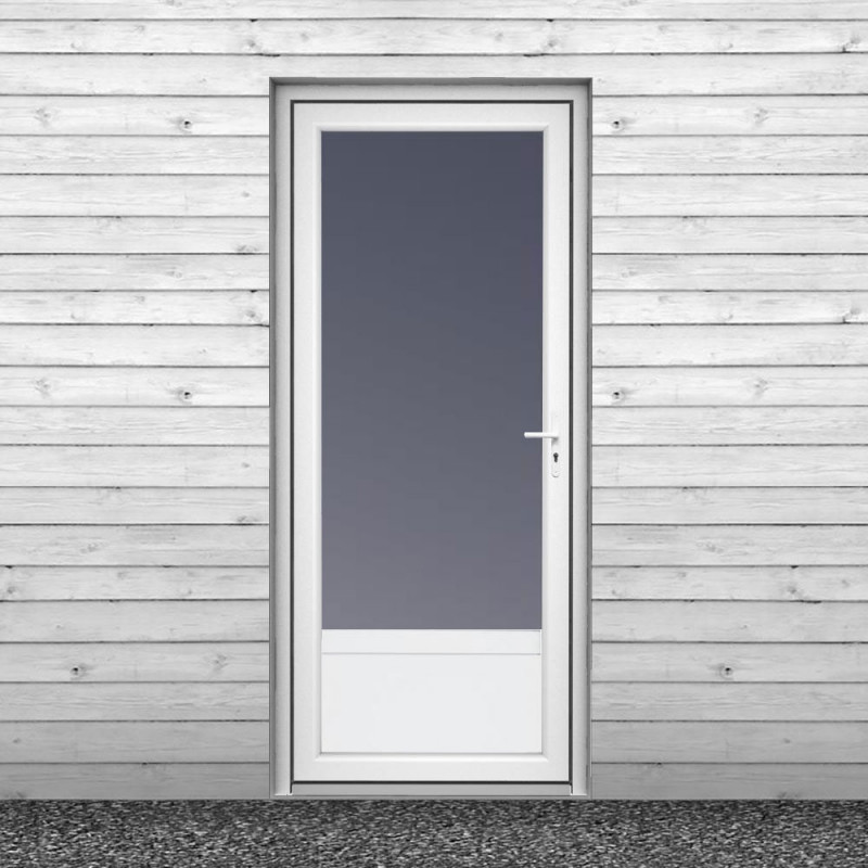 Installation d'une porte de service en PVC blanc sur mesure pleine