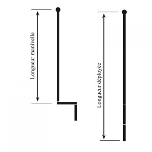 Manivelle de volet roulant assemblée Blanche lg 1 m