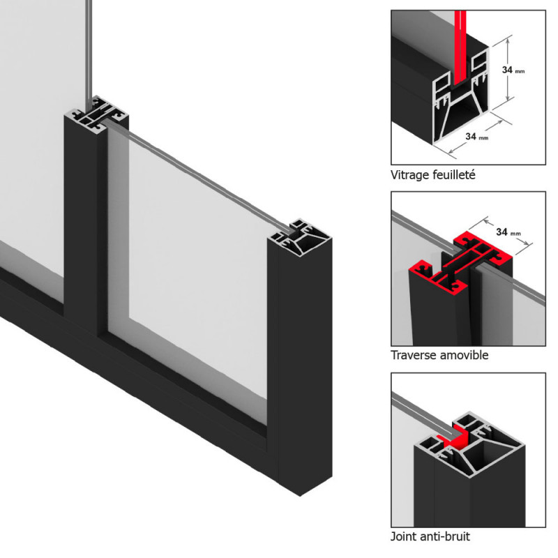 small-Cloison verrière d'angle noire sur mesure modèle Artiste 