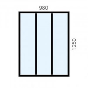 Verrière intérieure dimensions standard Hauteur 1250 mm, 5 vitrages