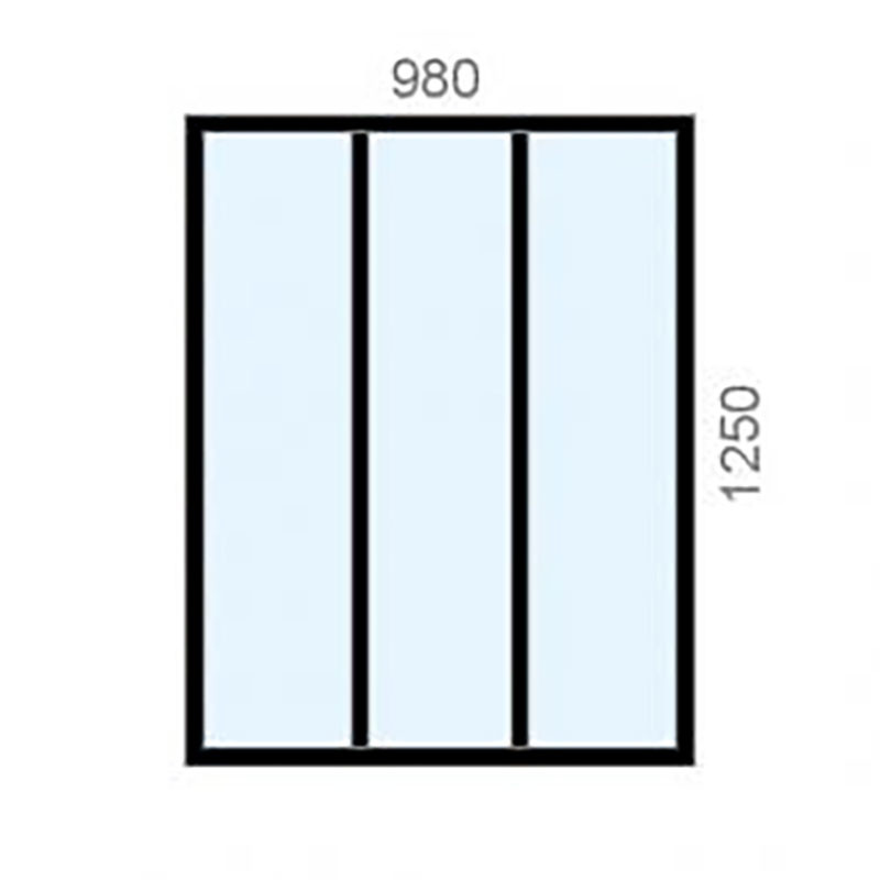 small-Verrière standard Hauteur 1250 mm - 3 vitrages