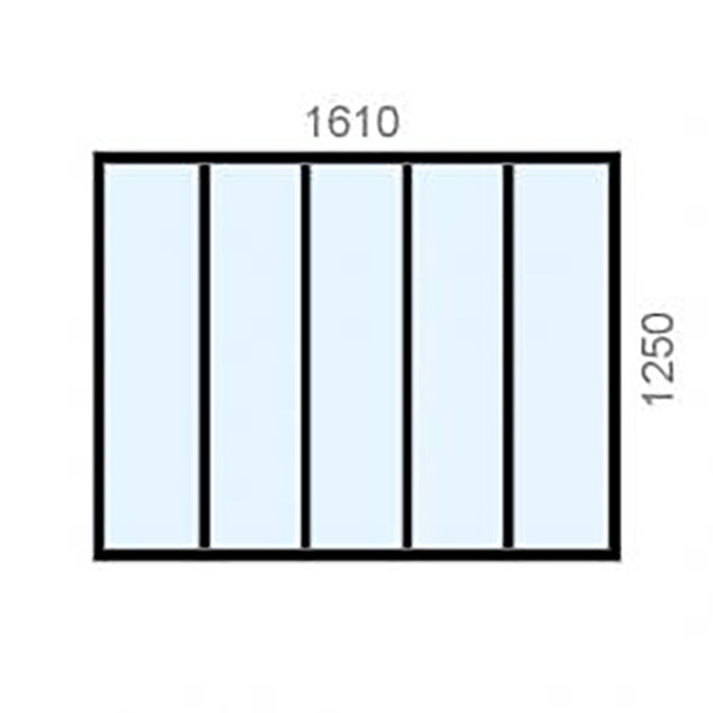 small-Verrière standard Hauteur 1250 mm - 5 vitrages