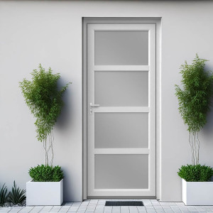 Porte d'entrée PVC vitrée 3 traverses