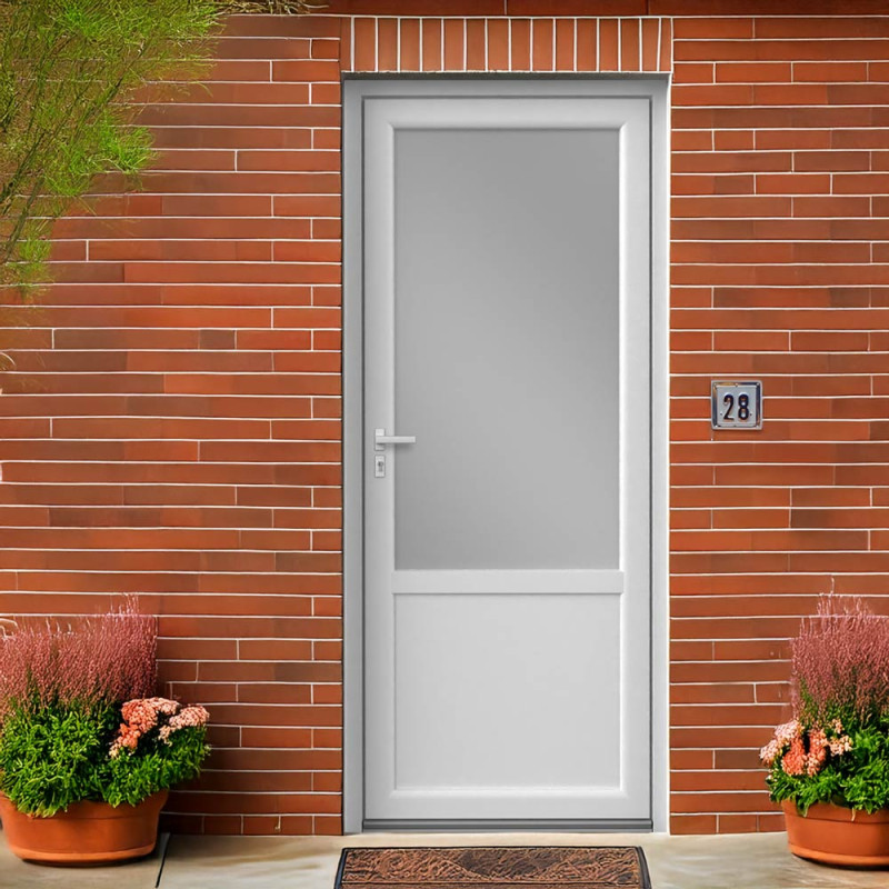 Porte d'entrée PVC vitrée soubassement