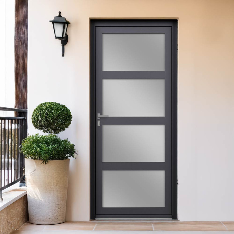 Porte d'entrée Alu vitrée 3 traverses